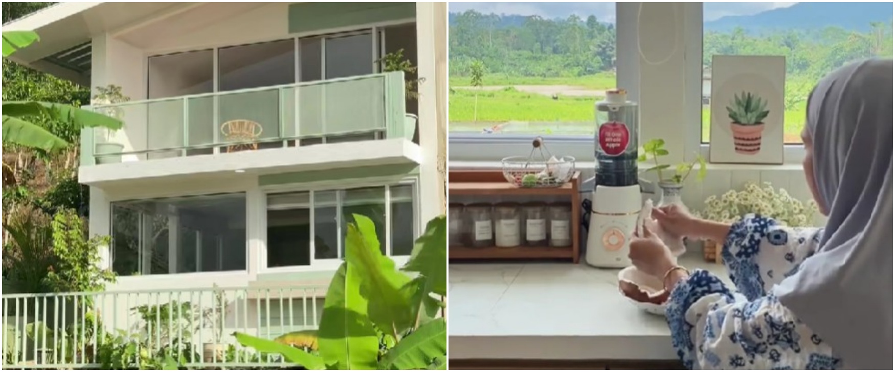 Pasutri ini bangun rumah 2 lantai di tengah sawah, 9 potret dapurnya punya view idaman para emak-emak