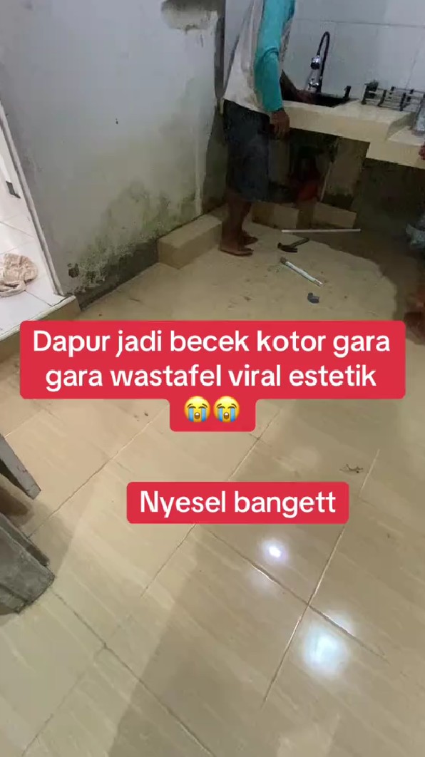 Wanita ini niatnya pasang wastafel viral estetik di dapur, alih-alih suka hasilnya malah bikin nyesel