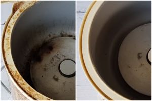 Tak perlu disikat spons kawat, ini trik bersihkan magic com berkerak dan gosong pakai 3 bahan dapur