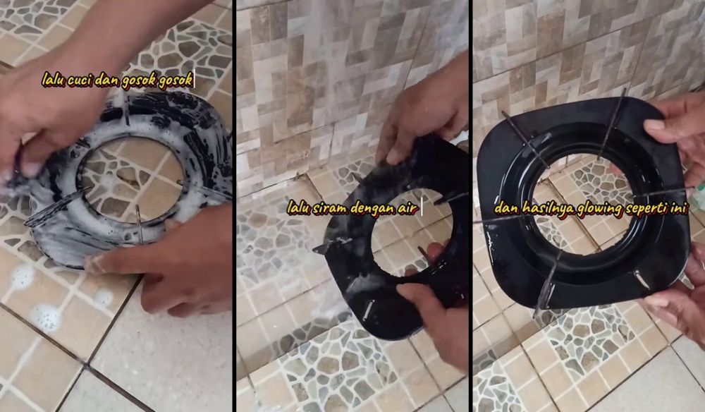 Tanpa citrun, ini trik bersihkan tungku kompor berkarat jadi kinclong pakai tambahan 1 bahan dapur