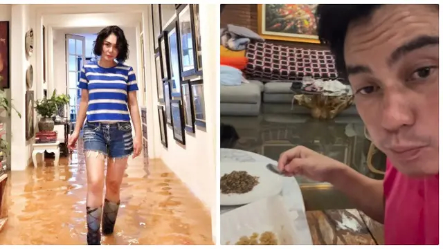 6 Seleb ini rumahnya pernah kebanjiran, Baim Wong santai santap sahur saat air menggenangi rumah