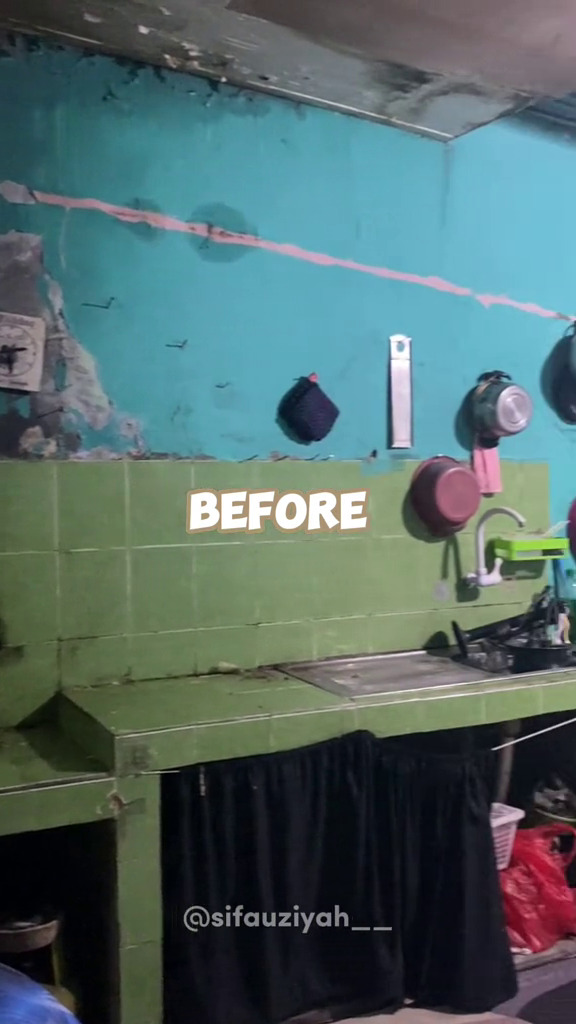 9 Potret makeover dapur kumuh dan pengap ini hasilnya estetik serba pink, bikin betah masak