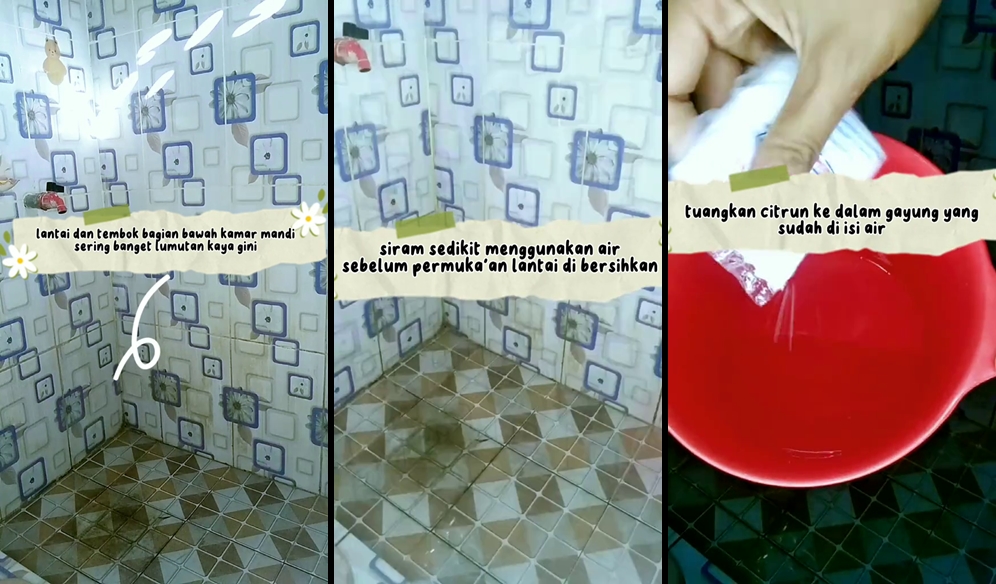 Tanpa disikat, ini trik bersihkan lantai kamar mandi berlumut jadi kesat pakai 2 bahan sederhana