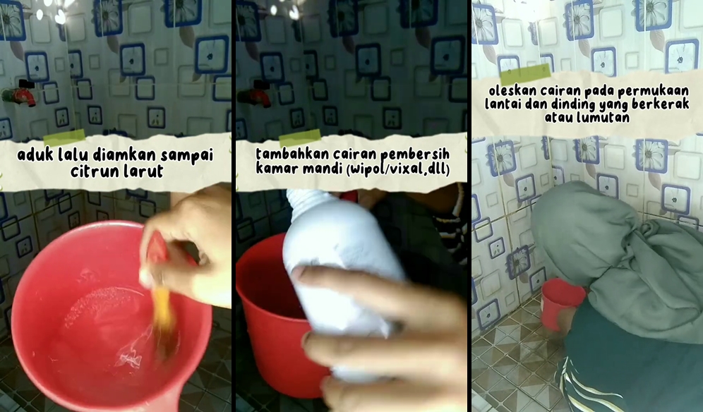 Tanpa disikat, ini trik bersihkan lantai kamar mandi berlumut jadi kesat pakai 2 bahan sederhana