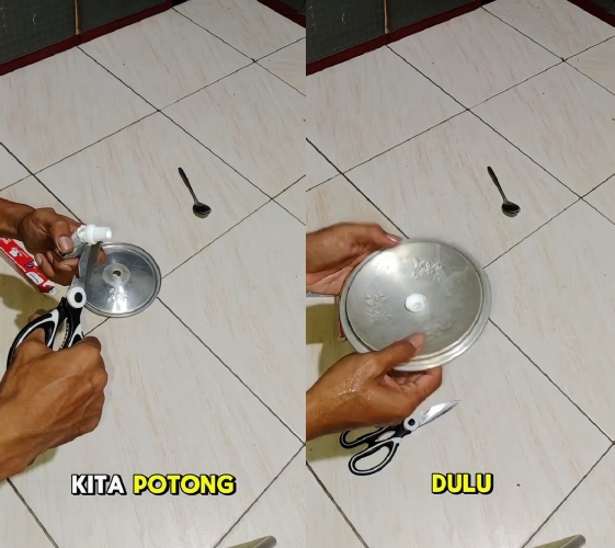 Trik kreatif memperbaiki gagang tutup panci lepas tanpa dilem, cukup pakai 1 peralatan mandi