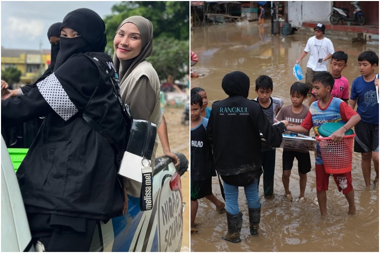 Peduli sesama, ini 9 momen Zaskia Mecca gercep turun langsung bantu korban banjir di Bogor