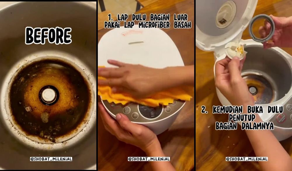 Tanpa sabun, ini trik efektif hempaskan kerak gosong pada magic com cuma pakai 2 bahan dapur