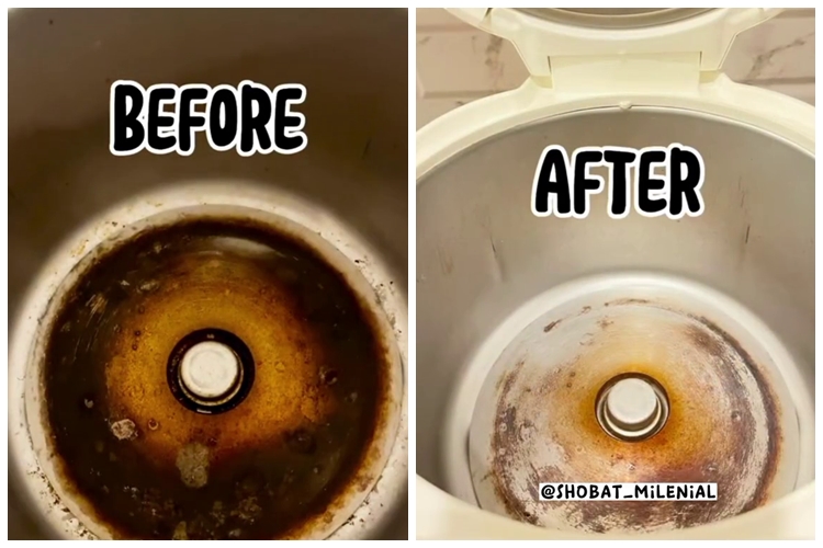 Tanpa sabun, ini trik efektif hempaskan kerak gosong pada magic com cuma pakai 2 bahan dapur