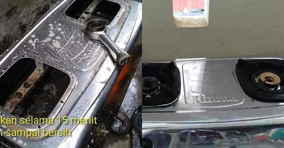 Trik bersihkan kompor berminyak dan berkerak tanpa direndam air, cuma modal Rp3.000