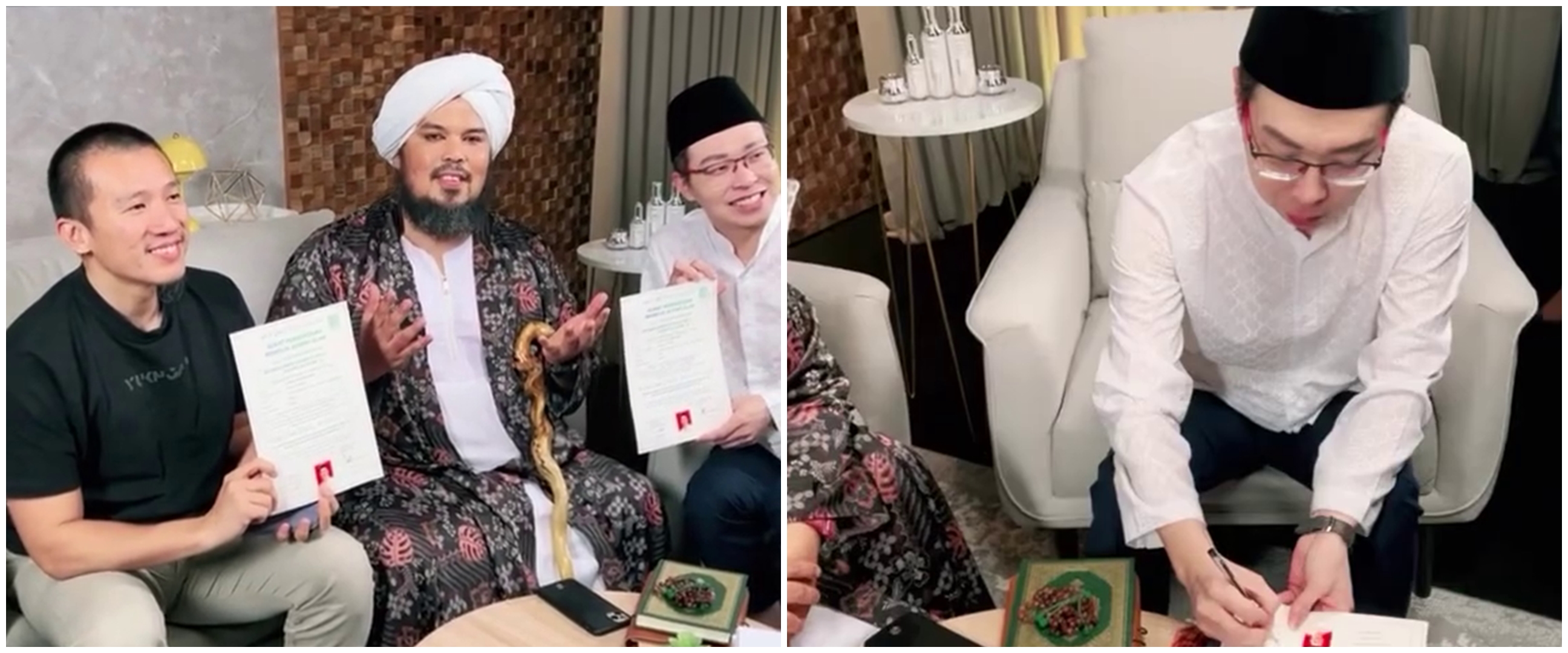 Resmi mualaf, 9 momen dr. Richard Lee tanda tangan sertifikat dan solat bareng ustaz Derry Sulaiman