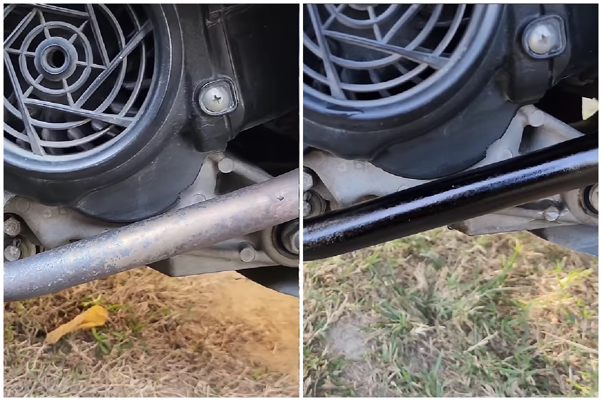 Trik bapak-bapak hilangkan karat knalpot motor jadi hitam kinclong hanya gunakan 2 bahan sederhana