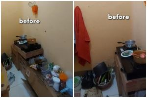 Awalnya berantakan bak gudang, 9 potret dapur kos satu petak usai makeover ini visualnya bikin mupeng