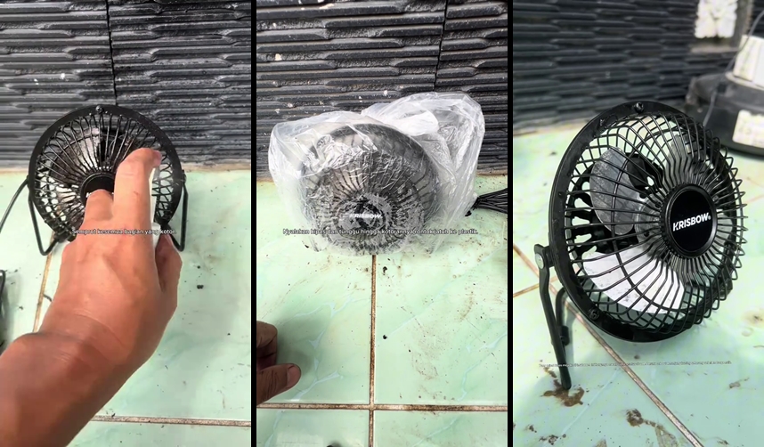 Tanpa dibongkar, begini trik bersihkan kipas angin kotor penuh debu cuma pakai 2 bahan dapur