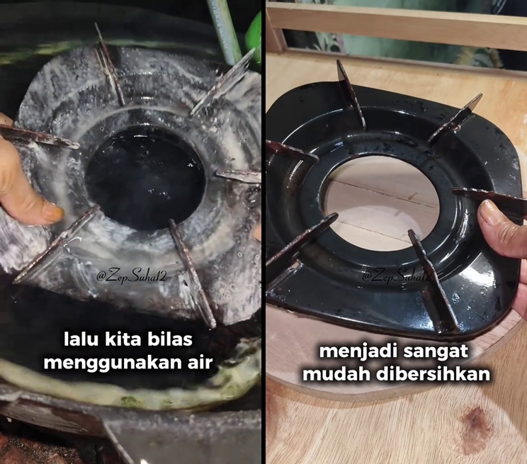 Trik cuci tungku kompor berkerak jadi kinclong seperti baru hanya pakai tambahan 1 bahan dapur