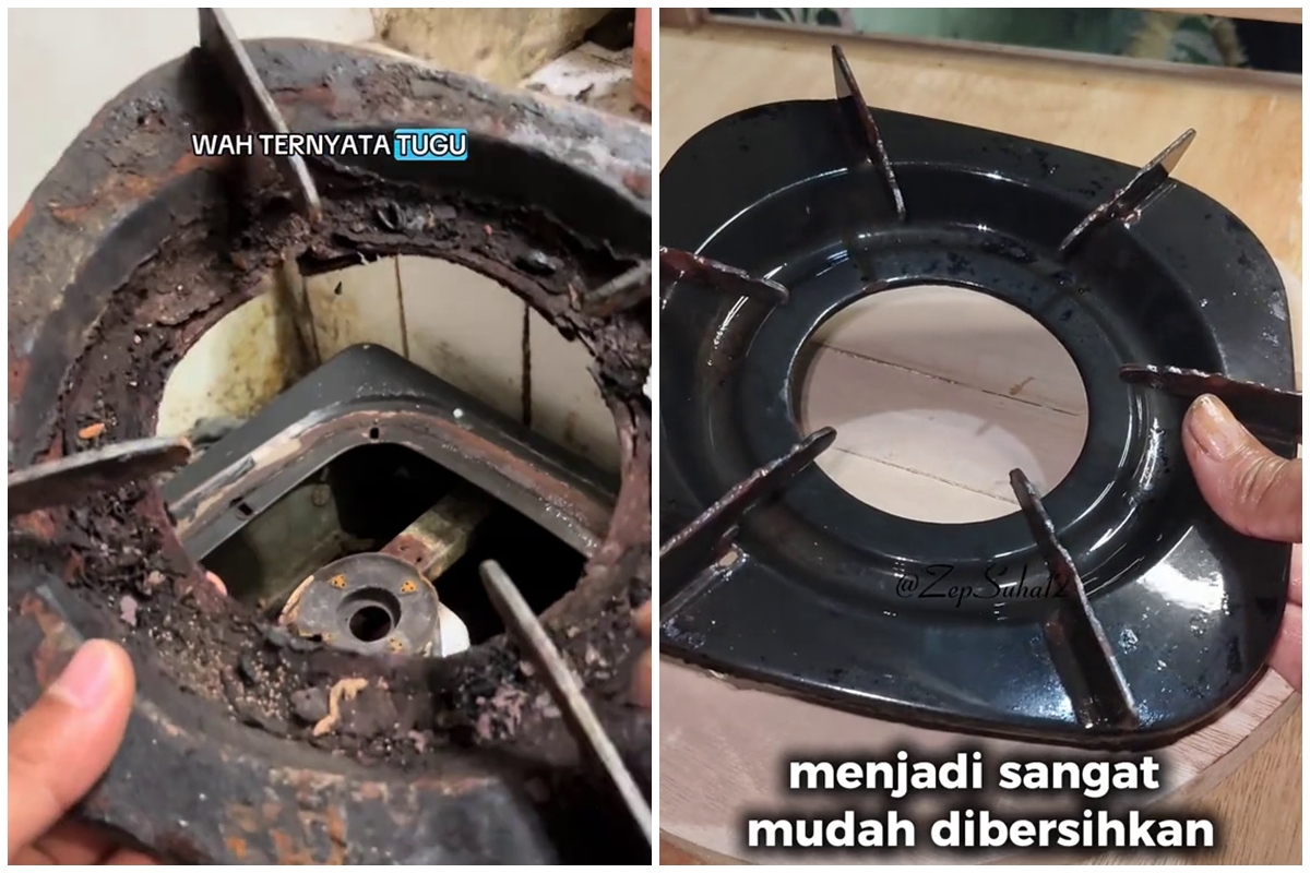 Trik cuci tungku kompor berkerak jadi kinclong seperti baru hanya pakai tambahan 1 bahan dapur