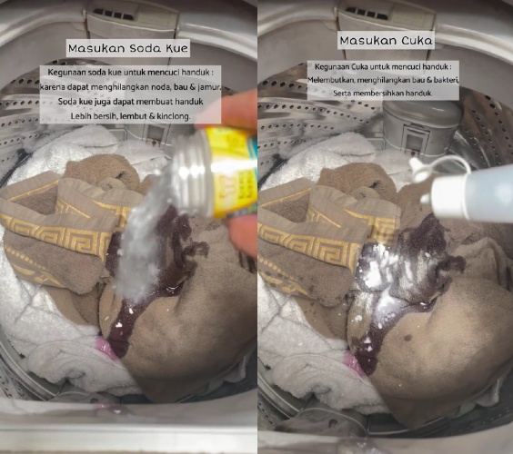 Tanpa perlu direndam semalaman, ini trik bikin handuk dekil kembali bersih pakai 3 bahan dapur