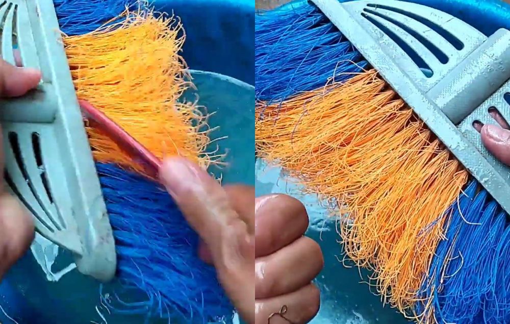 Trik bikin sapu plastik keriting jadi lurus dan tak kusut lagi, cuma tambah 1 bahan dapur
