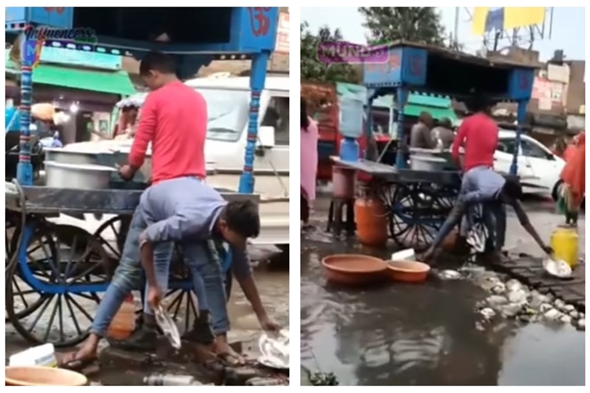 Bukannya pakai air keran, cara pedagang kaki lima cuci piring ini bikin geram sekaligus geleng kepala