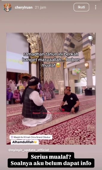 Bobon Santoso mualaf, sang istri Cherly Ruan mengaku tak tahu suaminya putuskan pindah agama