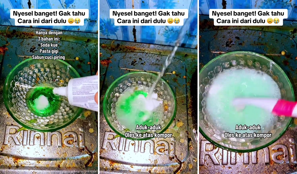 Trik bersihkan noda minyak membandel kompor hanya gunakan tambahan 2 bahan dapur