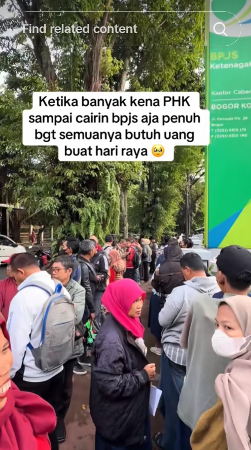 Bukti ekonomi makin sulit, viral pekerja PHK rela antre panjang demi cairkan BPJS ini bikin miris