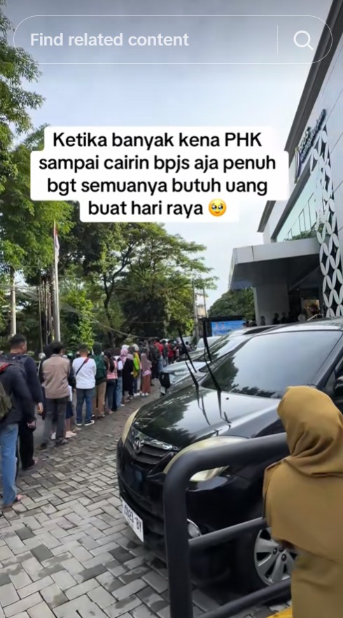 Bukti ekonomi makin sulit, viral pekerja PHK rela antre panjang demi cairkan BPJS ini bikin miris