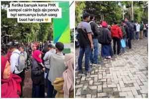 Bukti ekonomi makin sulit, viral pekerja PHK rela antre panjang demi cairkan BPJS ini bikin miris