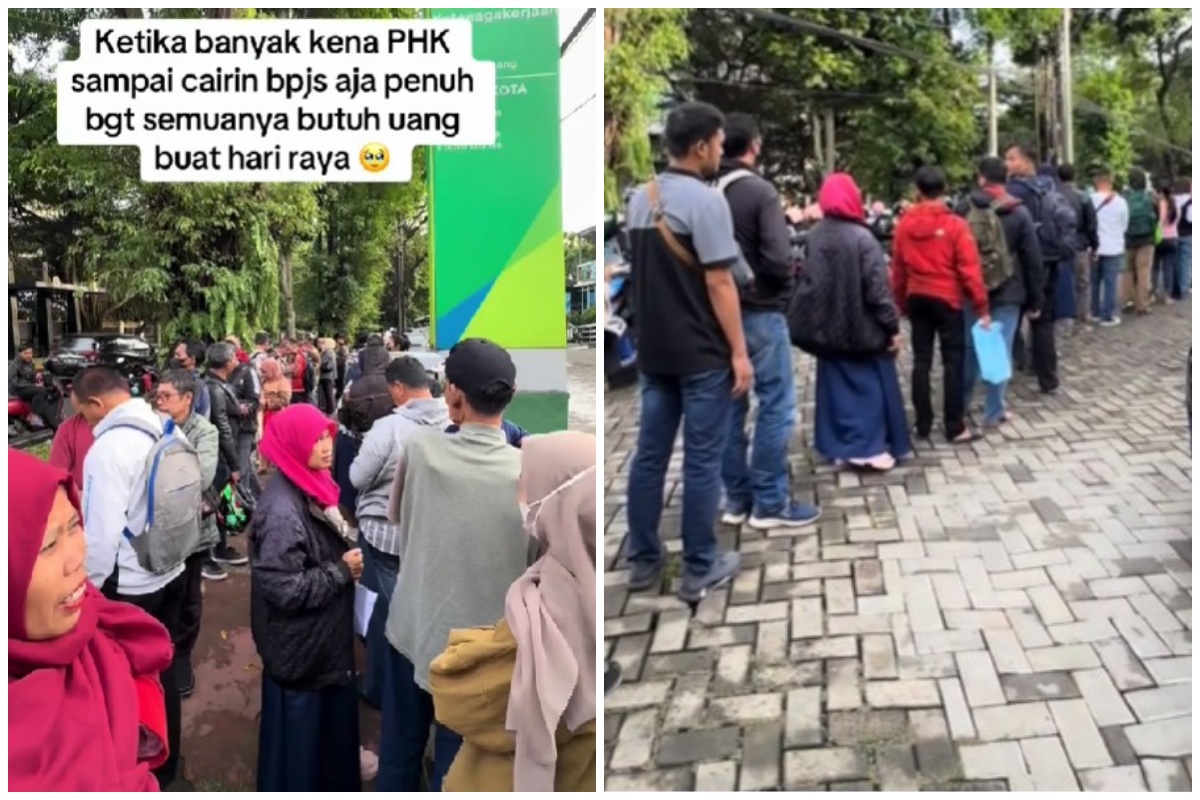 Bukti ekonomi makin sulit, viral pekerja PHK rela antre panjang demi cairkan BPJS ini bikin miris