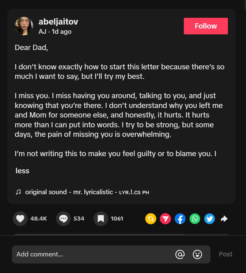 Curhatan pilu putri Bang Tigor untuk sang ayah, akui rindu meski hubungannya tak akur