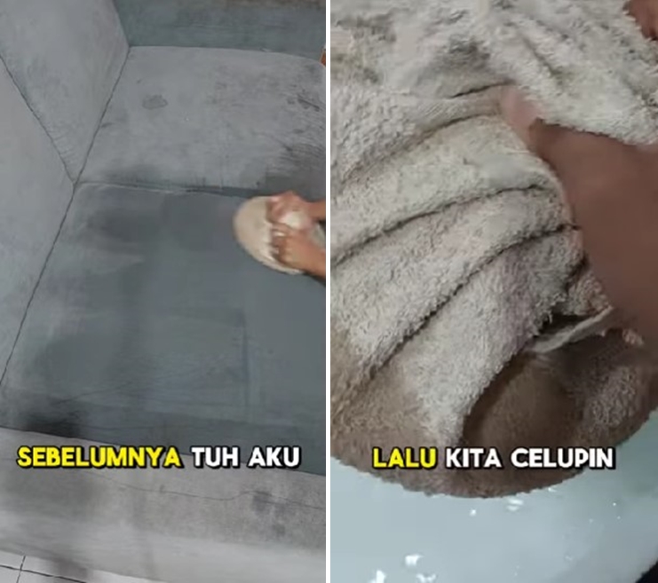 Tanpa perlu pembersih vakum, ini trik cuci sofa cuma bermodalkan tutup panci hasilnya auto bersih
