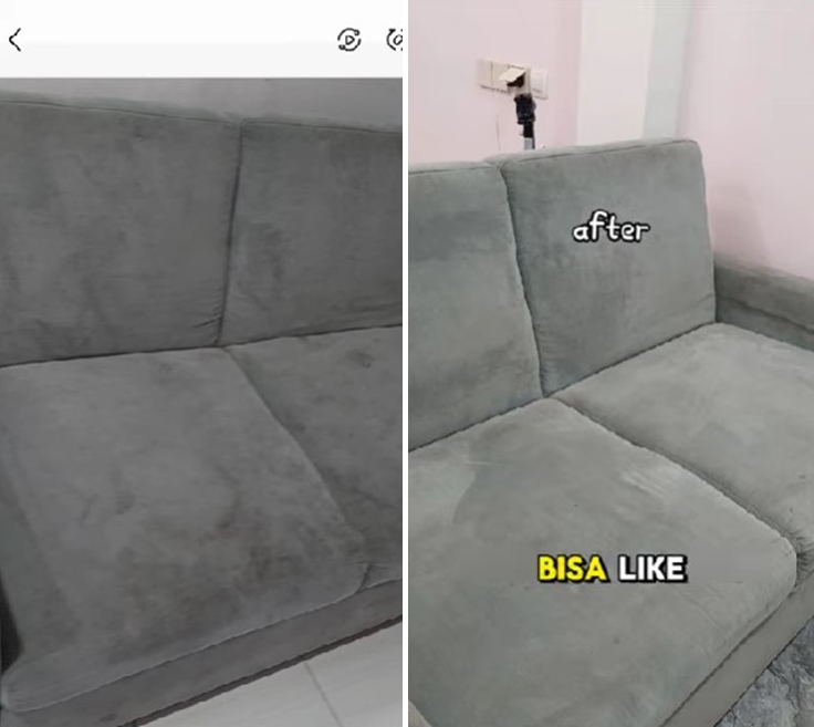 Tanpa perlu pembersih vakum, ini trik cuci sofa cuma bermodalkan tutup panci hasilnya auto bersih