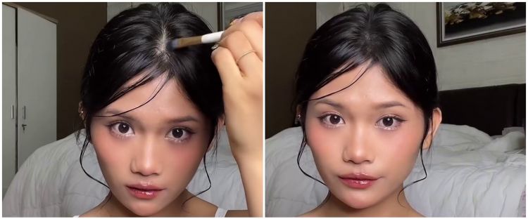 Bukan pakai haircare, wanita ini punya cara cepat atasi rambut pitak cuma dengan 1 produk makeup