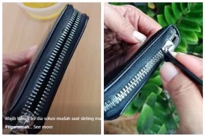 Trik simpel memperbaiki resleting dompet macet tanpa digosok lilin, cuma pakai 1 bahan dapur