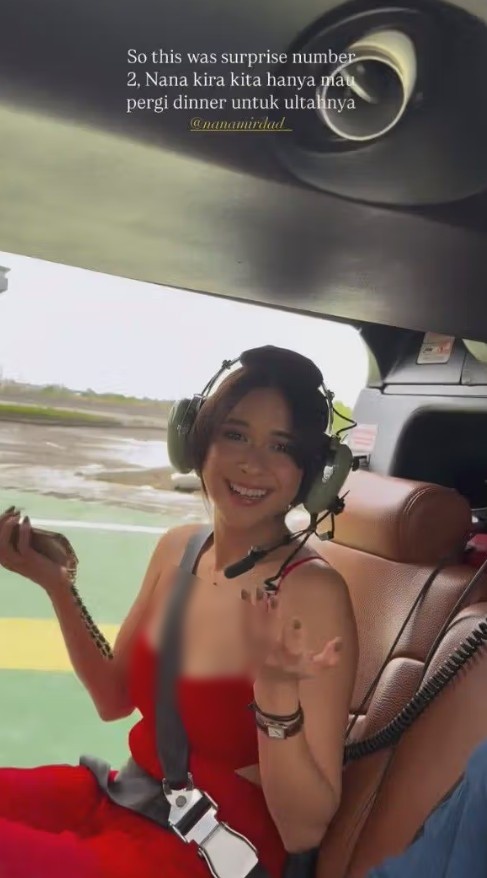 Tiba-tiba dijemput pakai helikopter sama Andrew White, begini 9 momen kejutan ultah Nana Mirdad ke-40