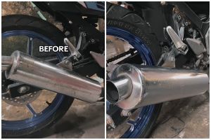Trik mudah hempaskan karat pada knalpot tanpa diamplas, cuma modal 5 ribu auto glowing seperti baru