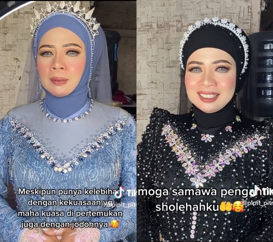 Wanita usia 48 tahun ini dirias MUA jadi pengantin hijab, transformasinya bikin lupa wajah aslinya