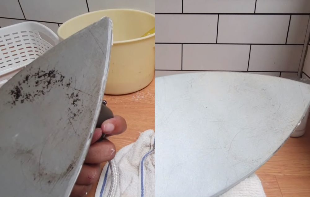 Trik hilangkan kerak gosong di setrika tanpa digosok sabun, cuma tambah 1 bahan masakan