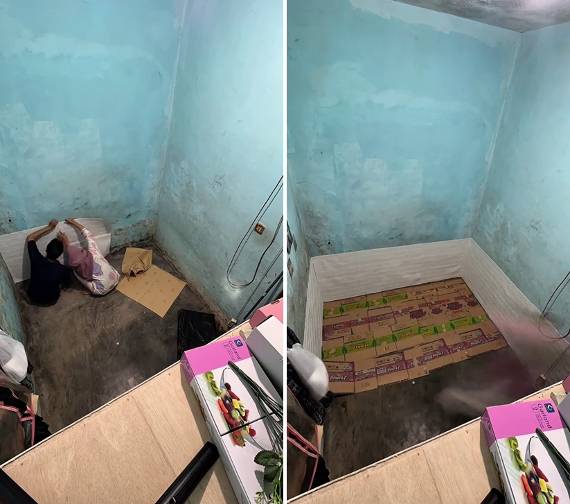 Pasutri ini bagikan kegiatan makeover kamar minimalis, lantai dan dindingnya bikin merinding