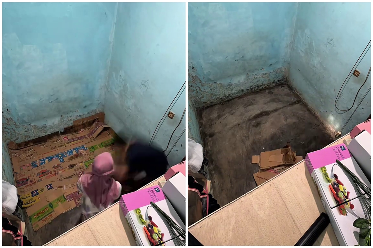 Pasutri ini bagikan kegiatan makeover kamar minimalis, lantai dan dindingnya bikin merinding