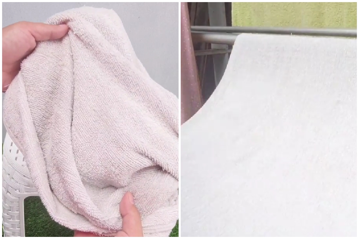 Trik ampuh cuci handuk dekil jadi bersih tanpa direndam air panas, pakai tambahan 1 bahan dapur