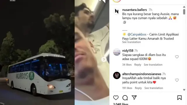 Viral fasilitas bus Timnas Indonesia di Australia, lampu nyala sebelah dan ada pemain yang berdiri