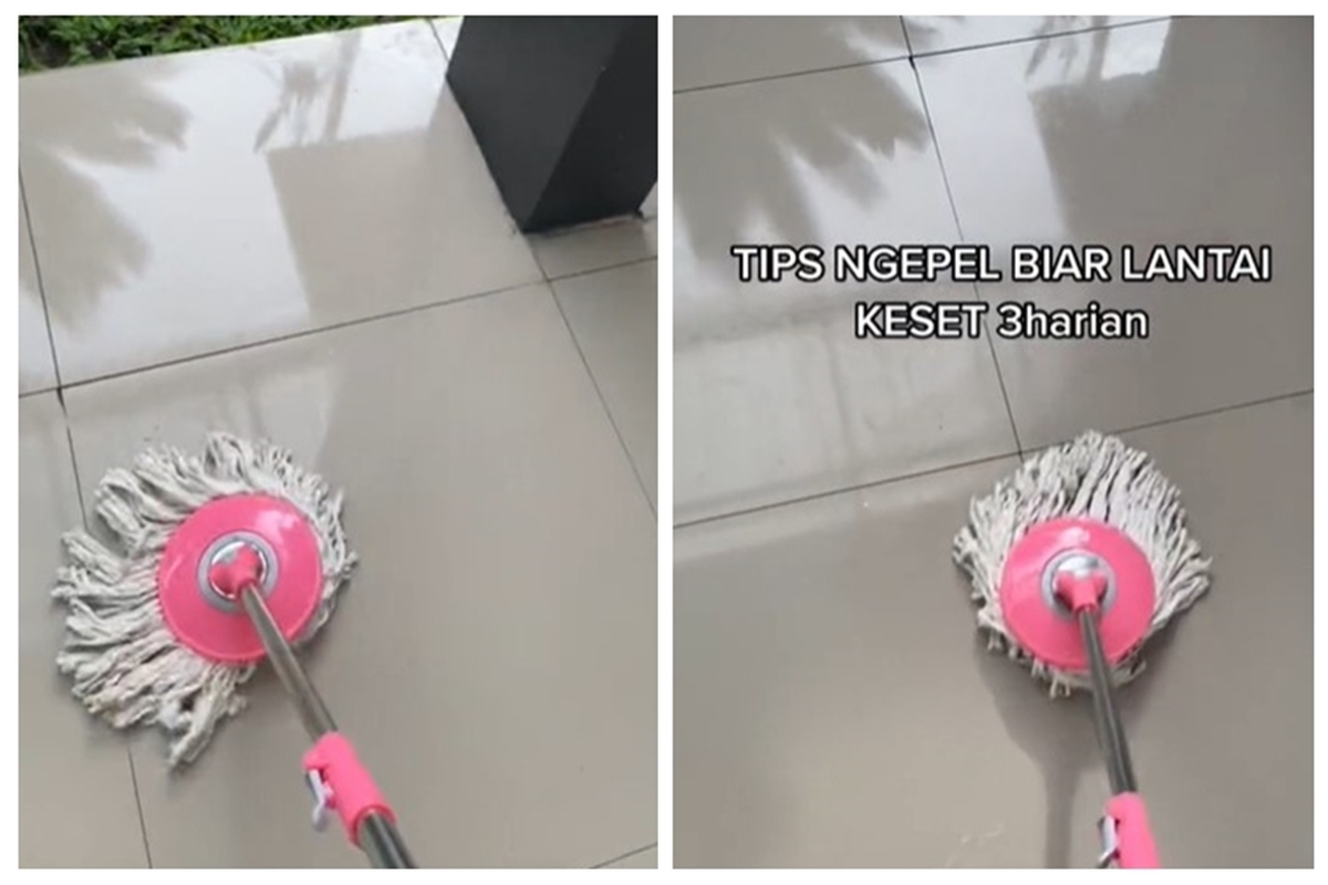 Trik mengepel lantai agar cepat bersih dan tetap kesat hingga 3 hari, sederhana pakai 3 bahan dapur