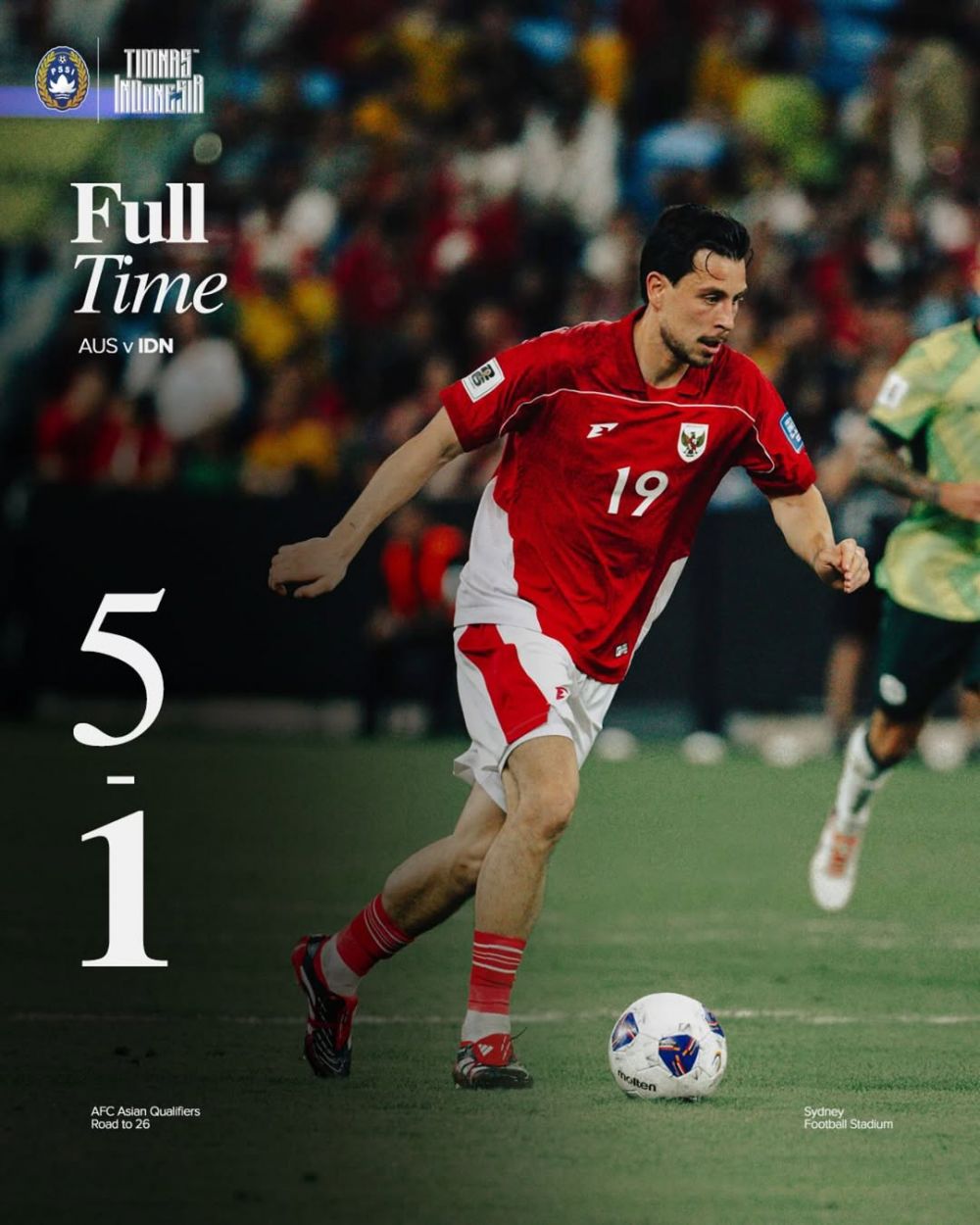 Timnas Indonesia kalah 1-5 dari Australia, masih ada peluang lolos Piala Dunia 2026