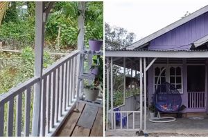 Desainnya favorit emak-emak, begini 13 potret rumah panggung serba ungu yang letaknya di atas rawa