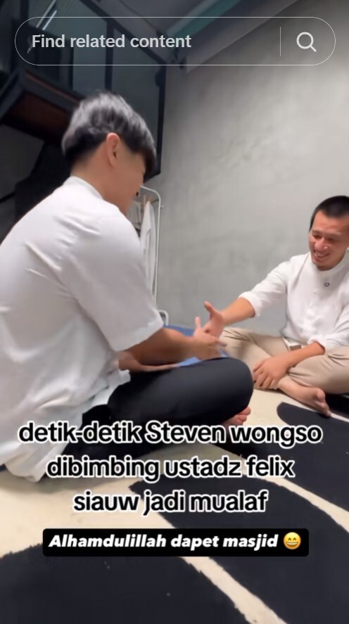 Steven Wongso pacar Arafah Rianti mualaf, 9 momennya mantap ucap syahadat dipandu Ustaz Felix Siauw