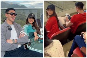 Makin pamer kedekatan, Verrell Bramasta terciduk nonton Indonesia vs Bahrain bareng Fuji, 9 momennya