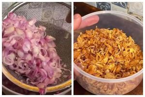 Trik bikin bawang goreng garing dan nggak berminyak tanpa tepung, cuma pakai 2 bahan ini