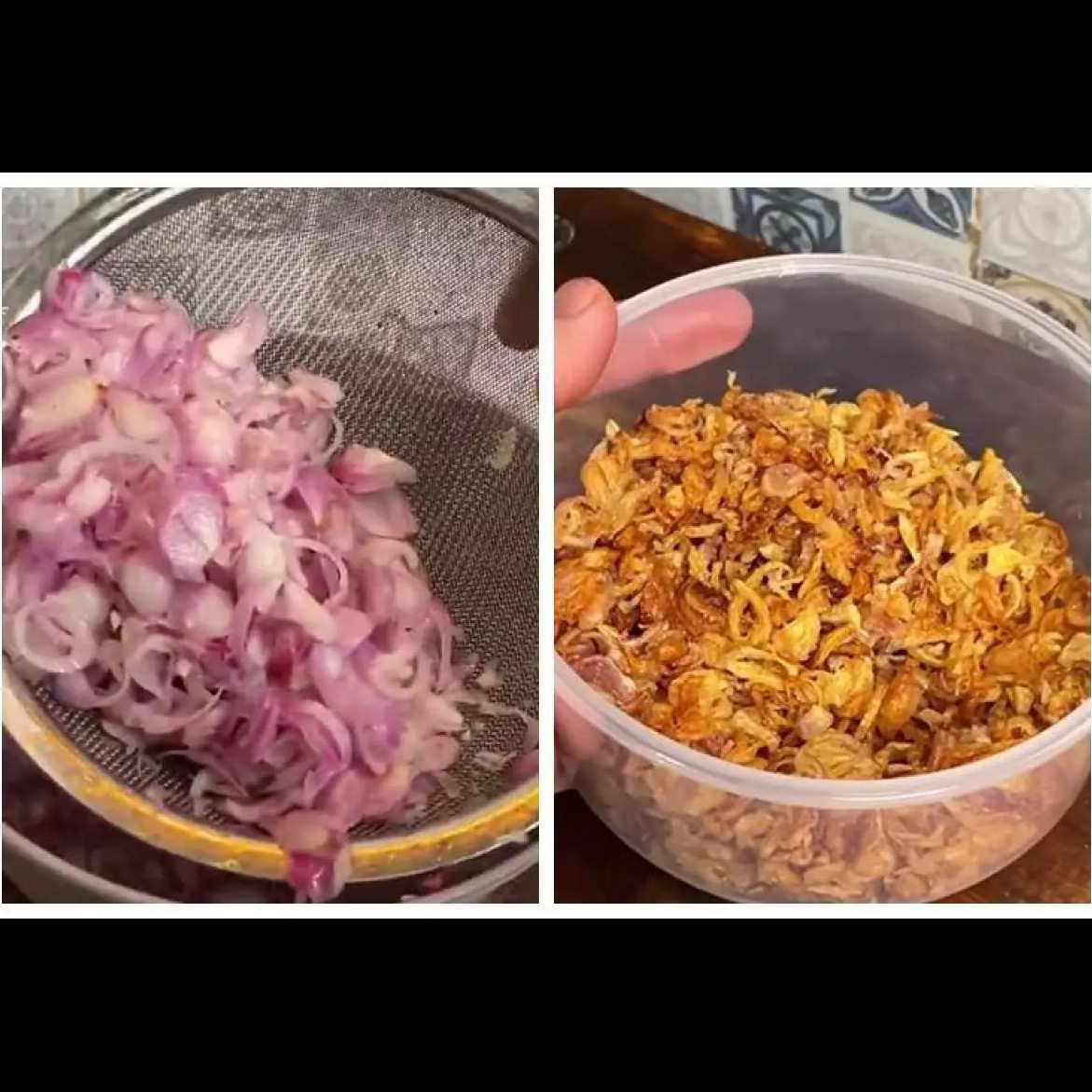 Trik bikin bawang goreng garing dan nggak berminyak tanpa tepung, cuma pakai 2 bahan ini