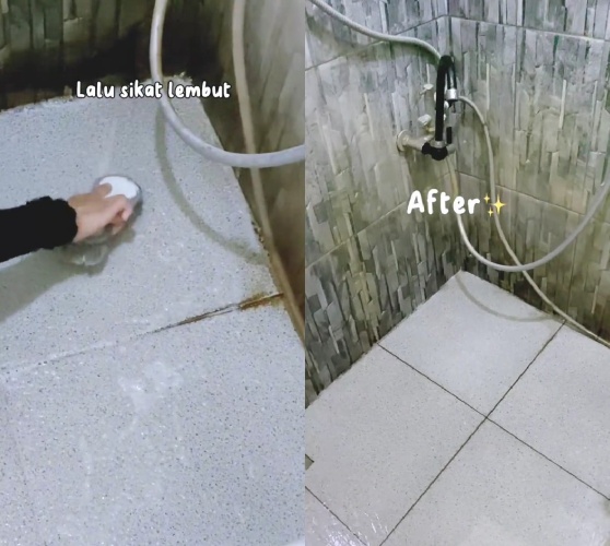 Tak disikat lama, trik bersihkan kerak lantai kamar mandi cuma 5 menit, noda luruh pakai 1 bahan dapur