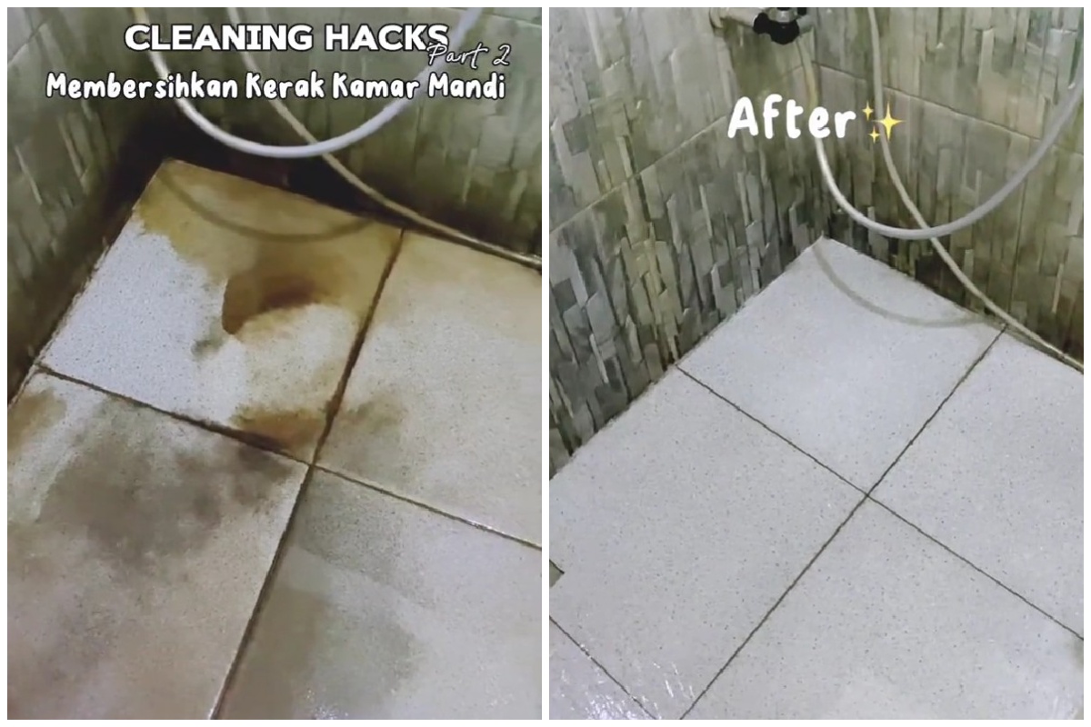 Tak disikat lama, trik bersihkan kerak lantai kamar mandi cuma 5 menit, noda luruh pakai 1 bahan dapur